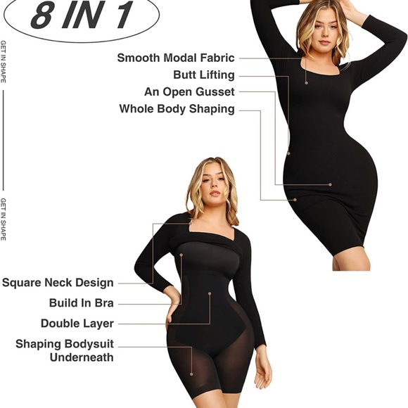Popilush Dresses Popilush Bodycon Dress With Built In Shapewear